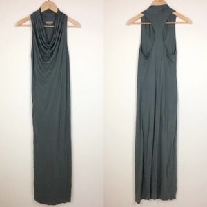 Helmet Lang Sleeveless Racerback Waterfall Maxi Dress Olive Green Size Large